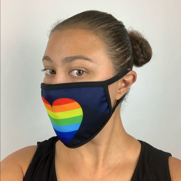 Rainbow Heart LGBT Pride Cloth Face Mask Covering - Picture 4 of 10